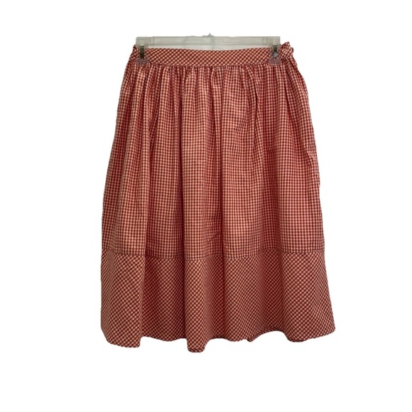 Mimi Sol Made In Italy Girls Skirt Size 14 Flare Orange White Gingham NWOT - Picture 1 of 8